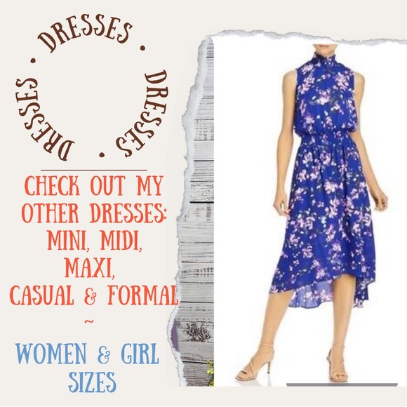 White & Navy Blue Knee Length V-neck Dress | Size Medium - Picture 10 of 10